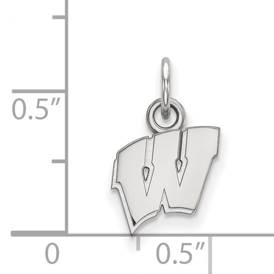 10kt White Gold LogoArt University of Wisconsin Letter W Extra Small Pendant