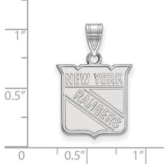 14kt White Gold NHL LogoArt New York Rangers Medium Pendant