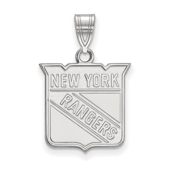 14kt White Gold NHL LogoArt New York Rangers Medium Pendant