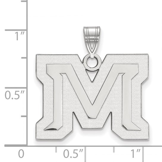 10kt White Gold LogoArt Montana State University Letter M Large Pendant