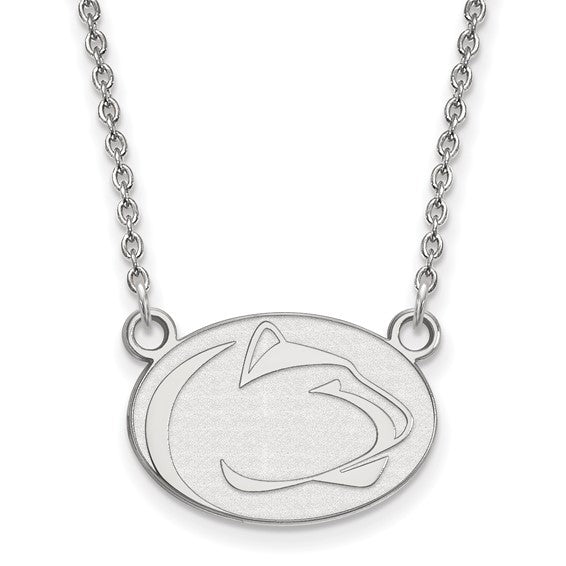 10kt White Gold LogoArt Penn State University Lion Small Pendant 18 inch Necklace