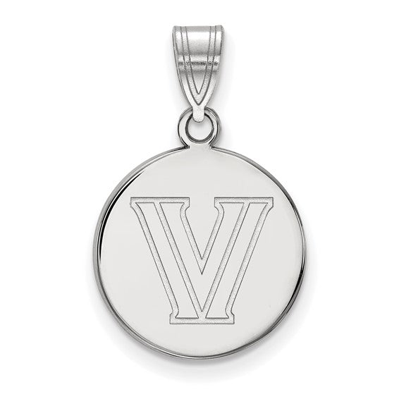 14kt White Gold LogoArt Villanova University Letter V Medium Disc Pendant