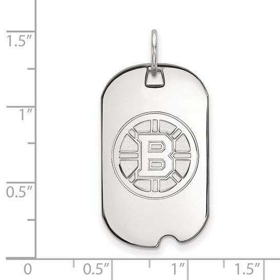 14kt White Gold NHL LogoArt Boston Bruins Small Dog Tag Pendant