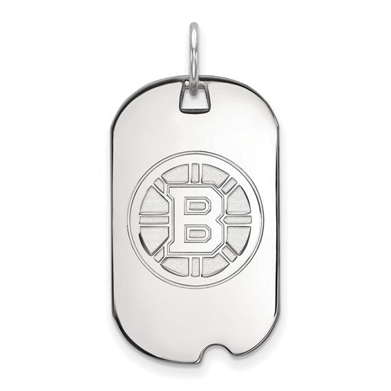 14kt White Gold NHL LogoArt Boston Bruins Small Dog Tag Pendant