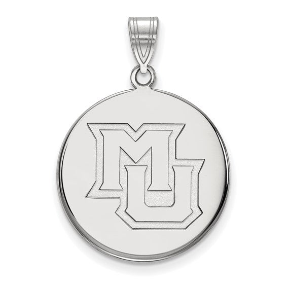 14kt White Gold LogoArt Marquette University M-U Large Disc Pendant
