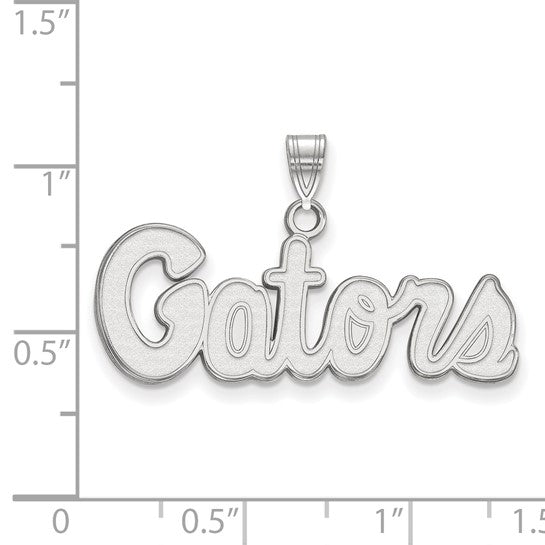 14kt White Gold LogoArt University of Florida Gators Script Small Pendant