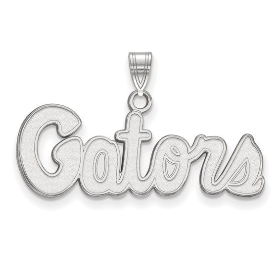 14kt White Gold LogoArt University of Florida Gators Script Small Pendant