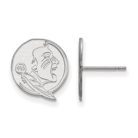 10kt White Gold LogoArt Florida State University Seminole Small Post Earrings