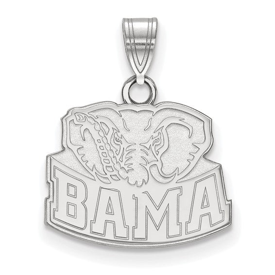10kt White Gold LogoArt University of Alabama Elephant Small Pendant