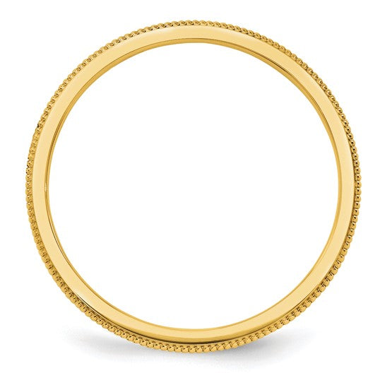 14kt Yellow Gold 1.5mm Milgrain Stackable Band Size 6.5