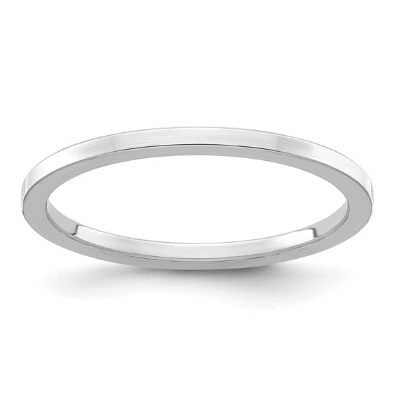 14KT White Gold 1.2mm Flat Polished Stackable Band Size 8