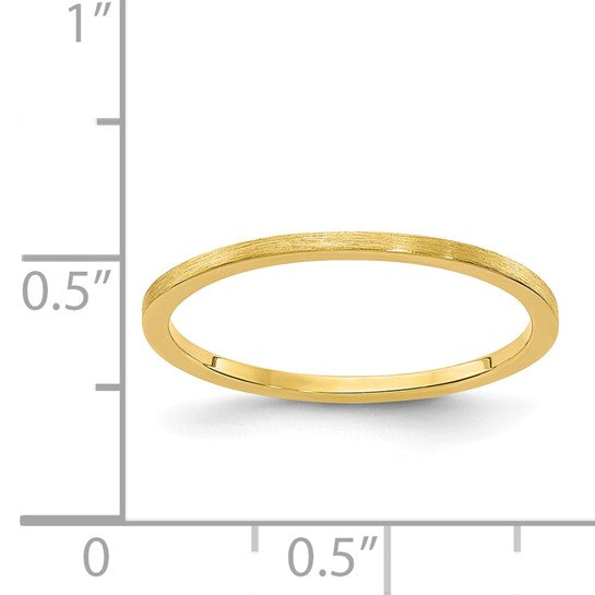 14KT Yellow Gold 1.2mm Flat Satin Stackable Band Size 10