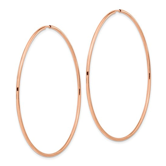 14kt Rose Gold 1.5mm Polished Endless Hoop Earrings