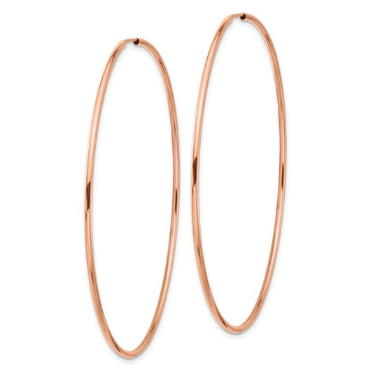 14kt Rose Gold 1.5mm Polished Endless Hoop Earrings