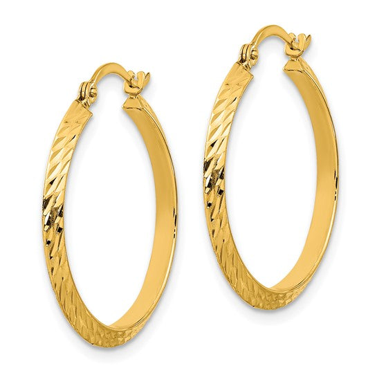 14kt Yellow Gold Polished Diamond-Cut Hoop Earrings