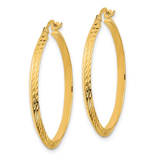 14kt Yellow Gold Polished Diamond-Cut Hoop Earrings
