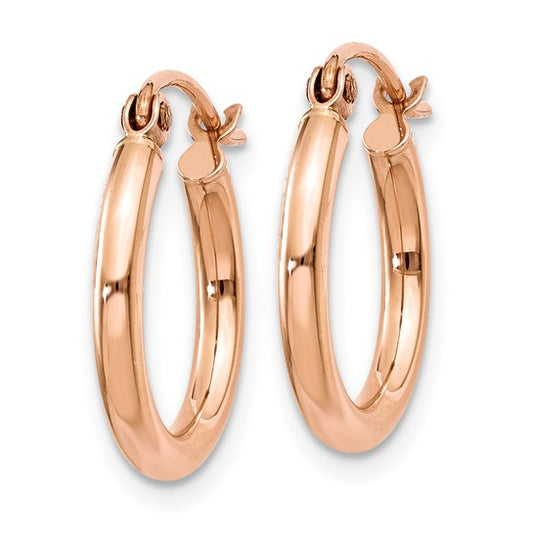 14kt Rose Gold Polished 2mm Lightweight Tube Hoop Earrings