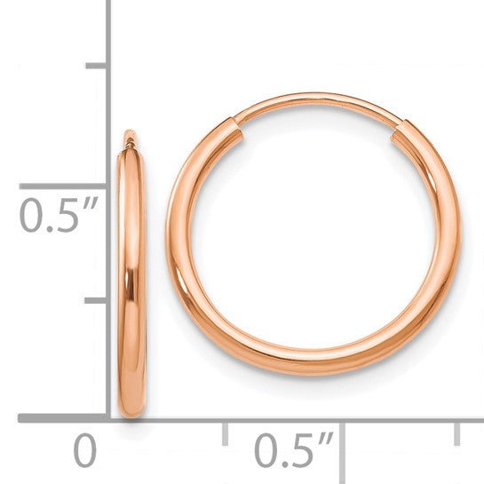 14kt Rose Gold Polished Endless Tube Hoop Earrings