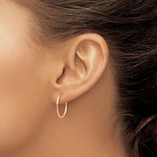 14kt Rose Gold Polished Endless Tube Hoop Earrings