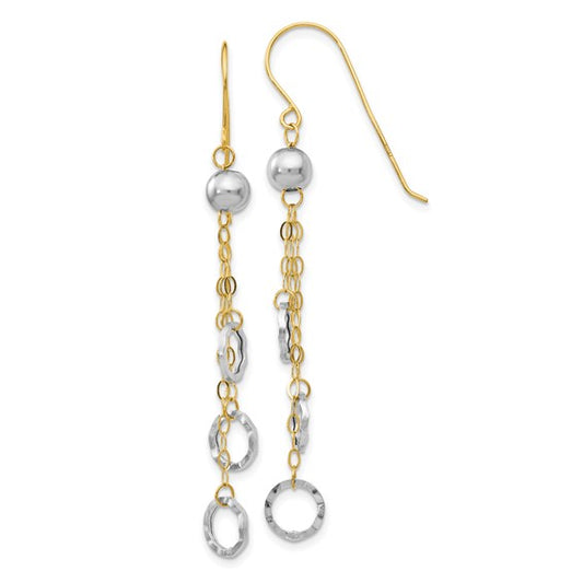 14kt Yellow Gold Two-tone Circle Dangle Earrings