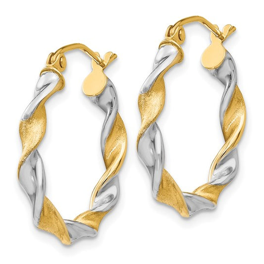 14KT White Gold & Rhodium 2.0mm Twisted Hoop Earrings
