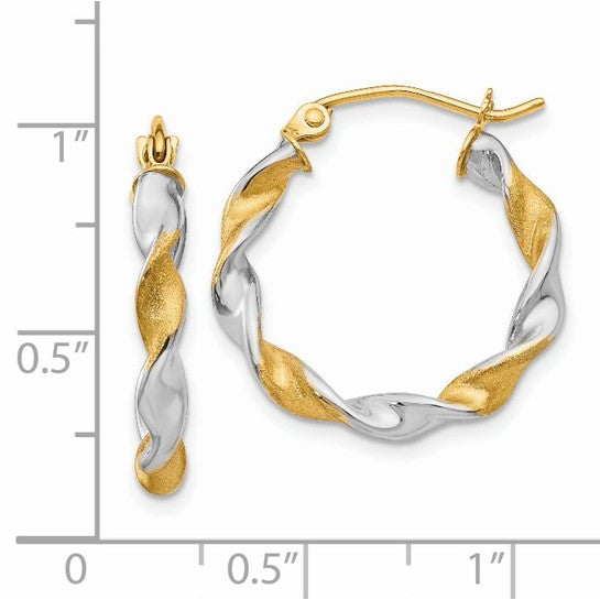 14KT White Gold & Rhodium 2.0mm Twisted Hoop Earrings