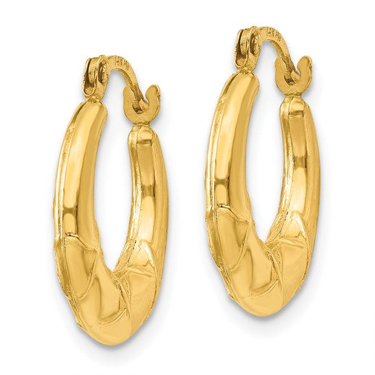 14kt Yellow Gold Hollow X Hoop Earrings