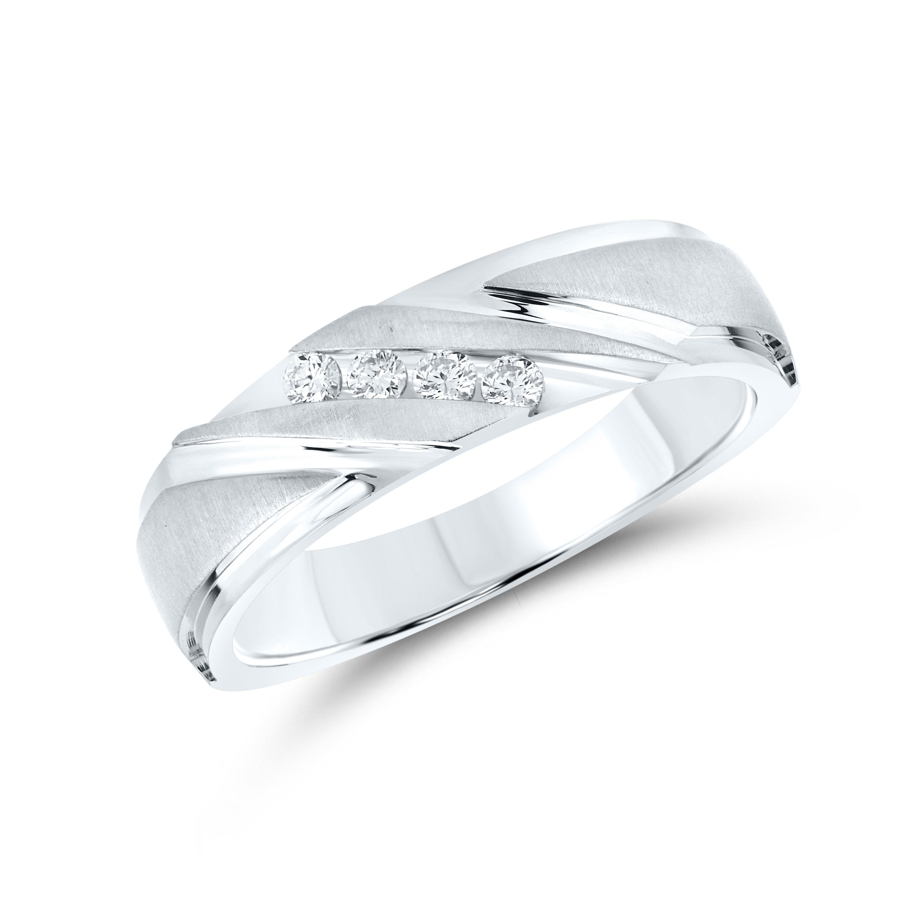 10KT WHITE GOLD 0.15 CTW MEN’S DIAMOND BAND