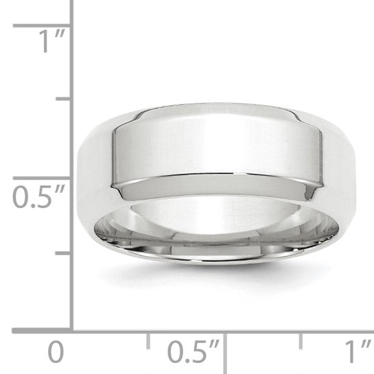 14kt White Gold 8mm Beveled Edge Comfort Fit Wedding Band Size 7