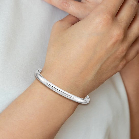 14kt 3/16 White Gold Hinged Baby Bangle