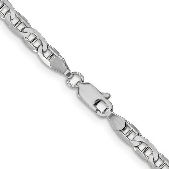 14KT White Gold 24 inch 3.75mm Concave Anchor with Lobster Clasp Chain