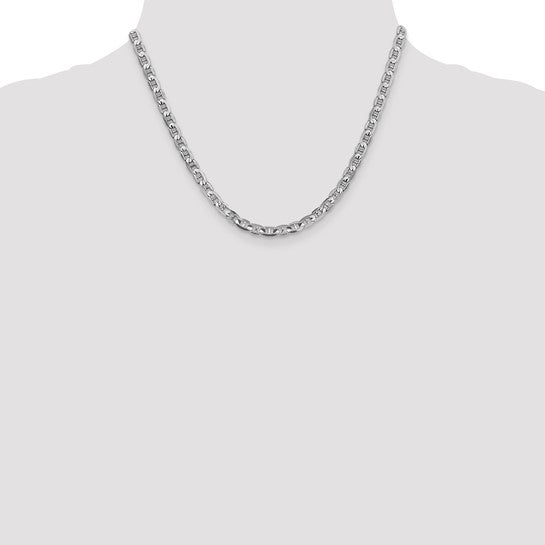 14KT White Gold 8 inch 3.75mm Concave Anchor with Lobster Clasp Chain