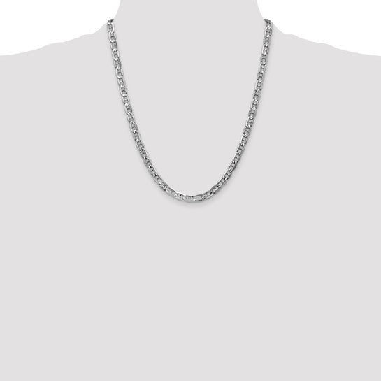 14KT White Gold 22 inch 5.25mm Concave Anchor with Lobster Clasp Chain