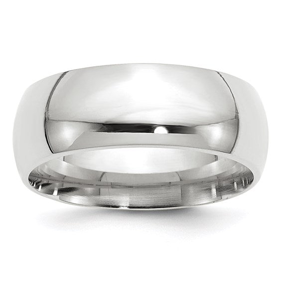 10kt White Gold 8mm Standard Weight Comfort Fit Wedding Band Size 5