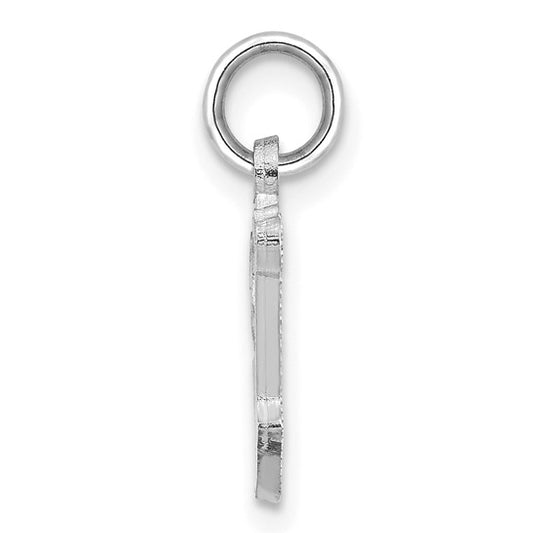 14KT White Gold Diamond-cut Letter V Initial Charm