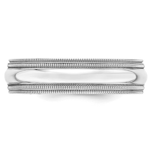 10kt White Gold 6mm Double Milgrain Comfort Fit Wedding Band Size 9.5
