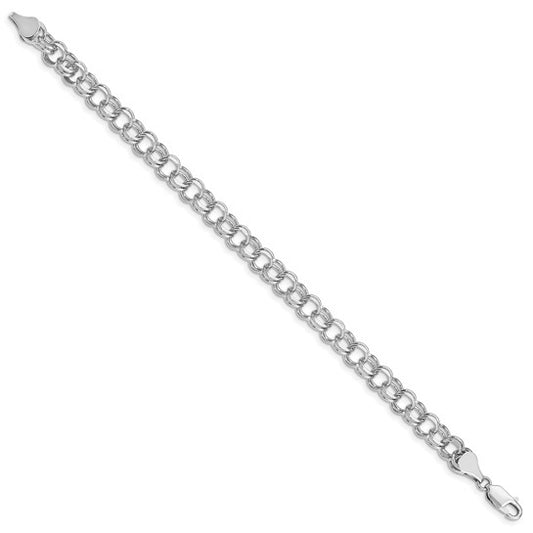 14kt White Gold Double Link Charm Bracelet