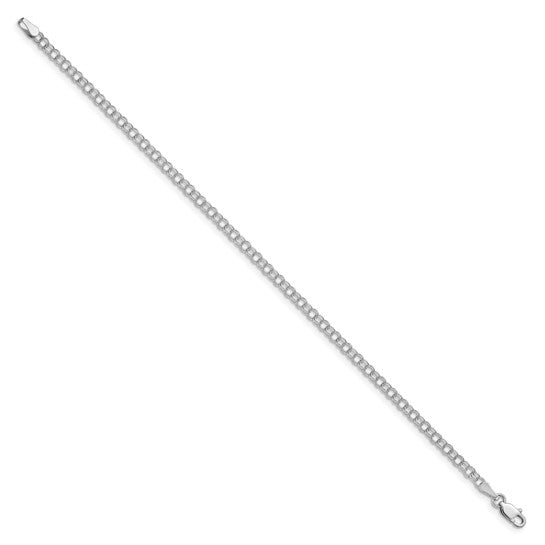 14kt White Gold 3mm Solid Double Link Charm Bracelet