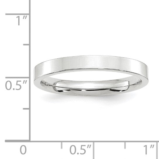 10kt White Gold 3mm Standard Weight Flat Comfort Fit Wedding Band Size 4