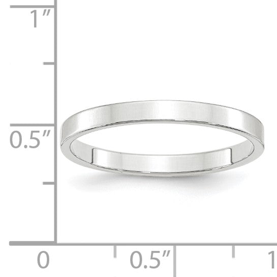 10kt White Gold 2.5mm Lightweight Flat Wedding Band Size 14