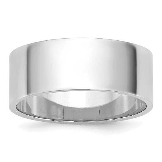 10kt White Gold 7mm Lightweight Flat Wedding Band Size 13