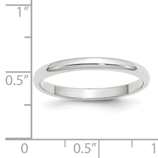 14kt White Gold 2.5mm Half-Round Wedding Band Size 5