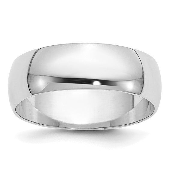 14kt White Gold 6mm Half-Round Wedding Band Size 9.5