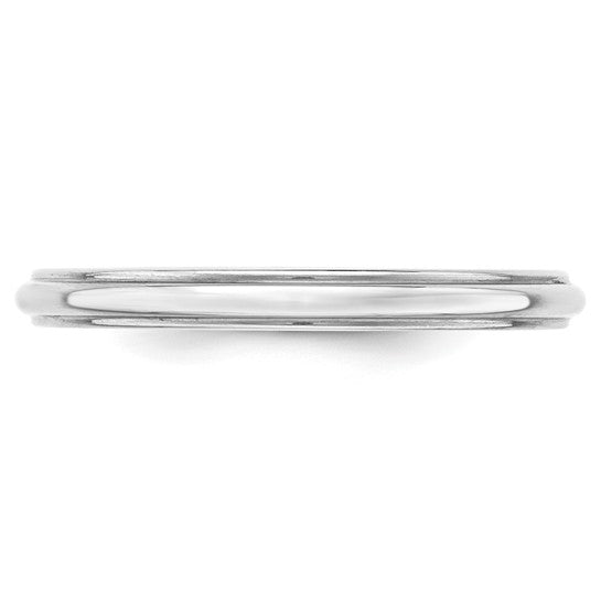 10kt White Gold 2.5mm Half Round with Edge Wedding Band Size 5