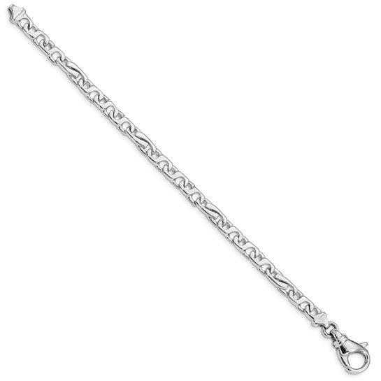 14KT White Gold 8 inch 5.8mm Hand Polished Fancy Link with Fancy Lobster Clasp Bracelet
