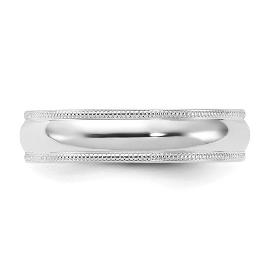 10kt White Gold 5mm Milgrain Half Round Comfort Fit Wedding Band Size 9