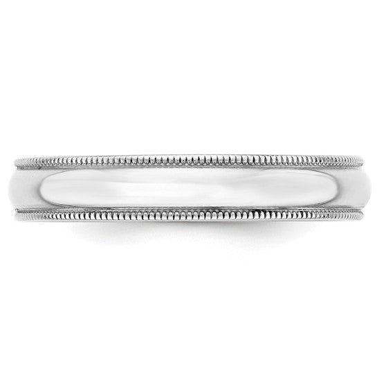 14kt White Gold 4mm Lightweight Milgrain Half Round Wedding Band Size 10