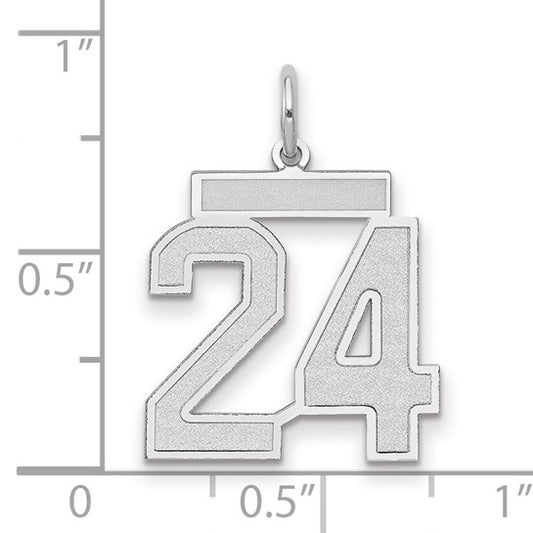 14kt White Gold Medium Satin Number 24 Charm