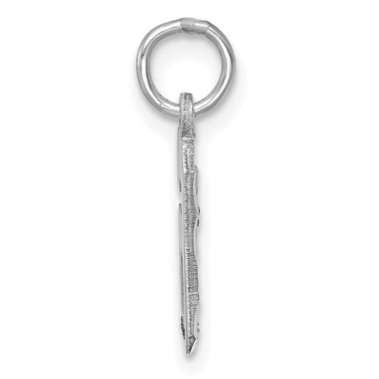 14kt White Gold Small Brushed Diamond-cut Number 6 Charm