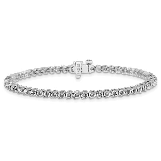 14kt White Gold Holds 2.9 carat 58-2.3mm Round Diamond 2-prong 7 inch Tennis Bracelet Mounting